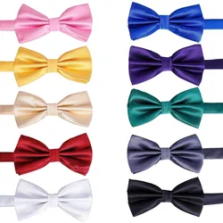 Adult Mens Classic Bow Tie Fashion Kids Solid Novelty Boys Adjustable Tuxedo Bowtie Set Wedding Necktie Red Black