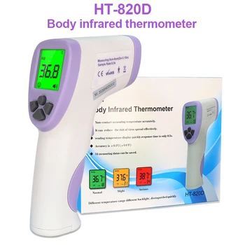 

50PCS/LOT HT820D Handheld Digital LCD Infrared Thermometer Laser Pyrometer Adult Multi-Purpose Forehead Temperature Gun