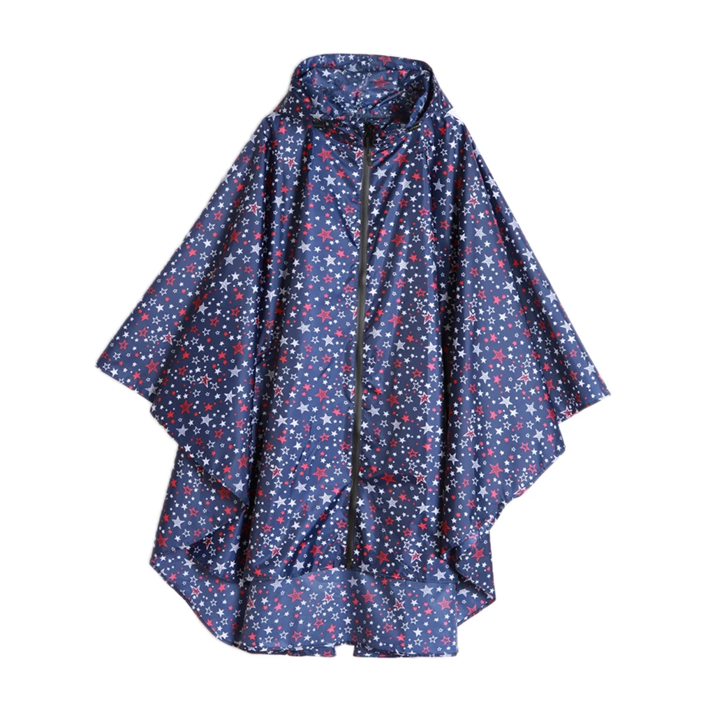 Women Unisex Outdoor Raincoat Packable Hooded Poncho Hiking Zip Rain Jacket