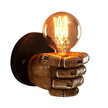 

Retro Resin Fists LED Wall Lamp Bar Restaurant Cafe Vintage Home Decorative Lighting Left and Right Hand Industrial Wall Lights