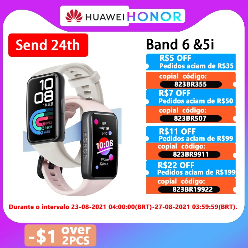 Смарт-браслет Honor Band 6 спортивных смарт-часов с сенсорным цветным AMOLED экраном