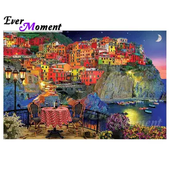 

Ever Moment Diamond Painting Colorful City Night Scenery Full Square Resin Drills Mosaic Embroidery Handicrafts Decoration 4Y208