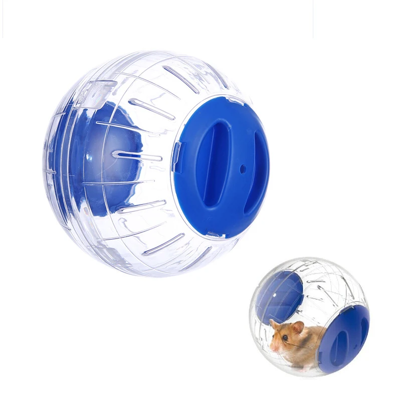 Blue Игрушка для домашнего животного хомяка, бега, упражнений, мяча, для небольшого животного хомяка, крысы, шиншиллы, мышей, для пробежки, тренировочная пластиковая игрушка с замком, мячик - Цвет: Blue