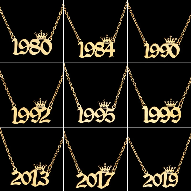 Стильное массивное ожерелье Collares Mujer 1980 до 2019 дату рождения номер для женщин в
