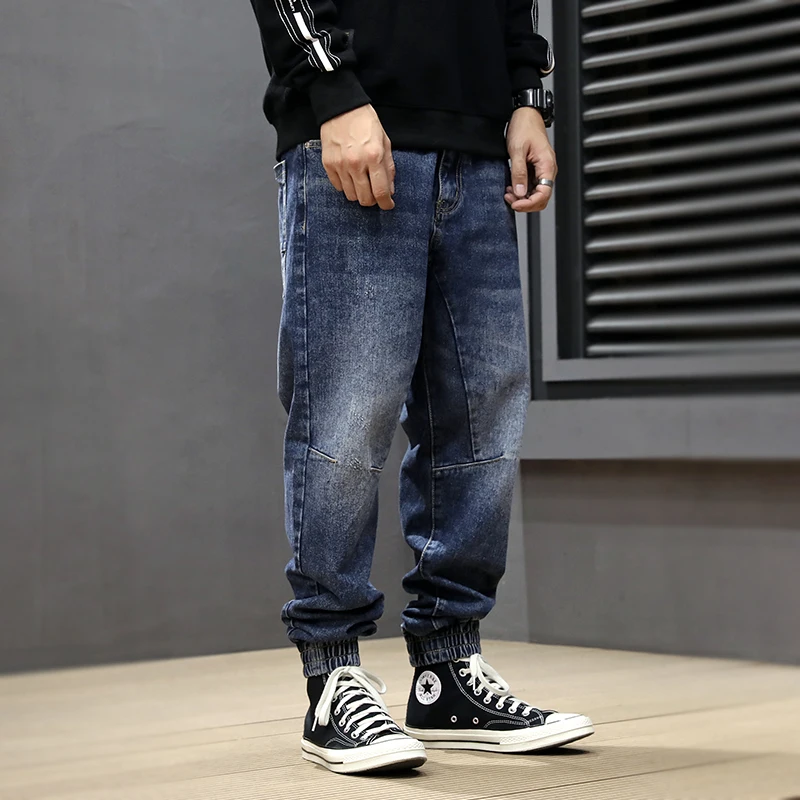 Fashion Streetwear Men Jeans Blue Color Size 28 42 Loose Fit Cargo Pants Harem Jeans Men 2