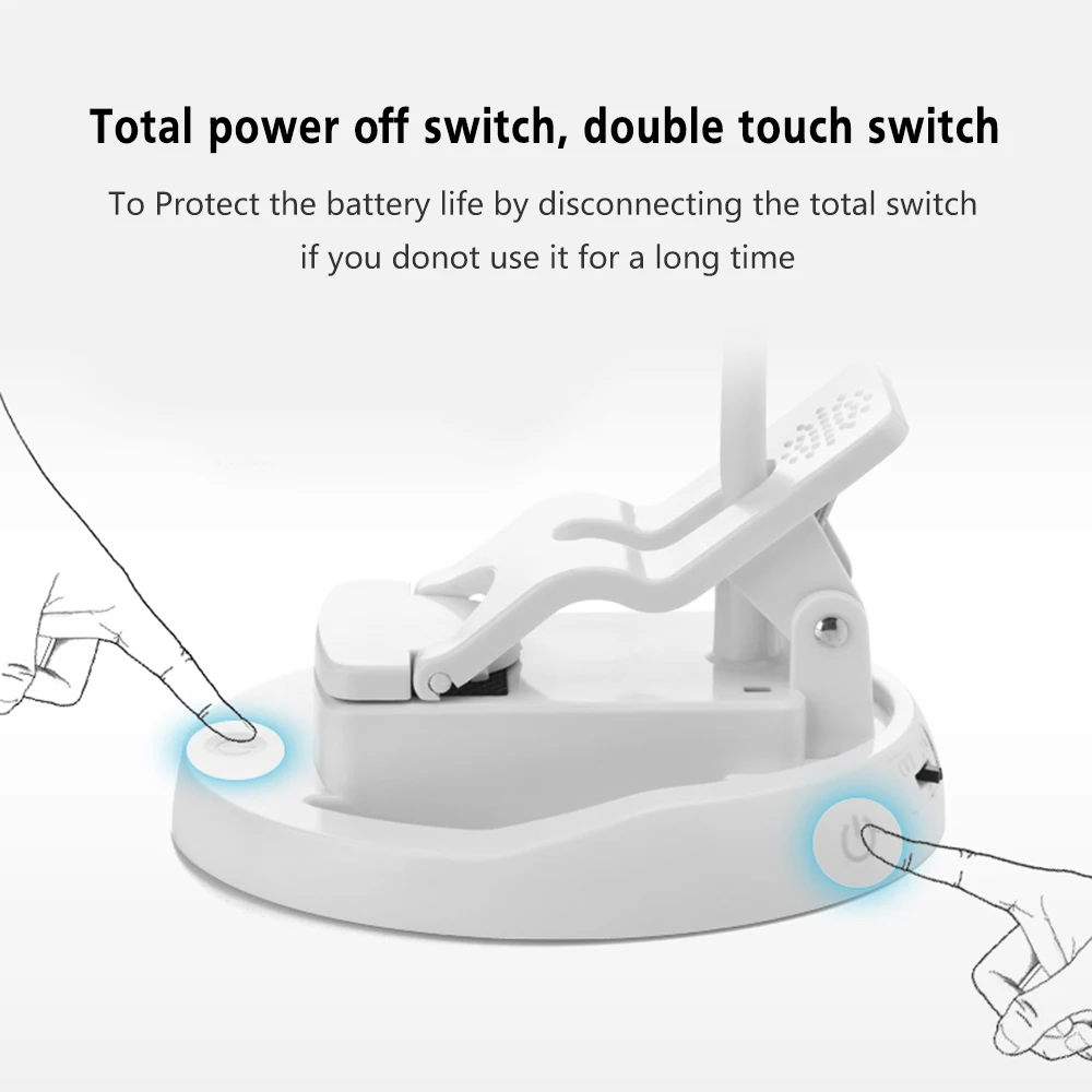 3 в 1 светодиодный настольный светильник с зажимом, 1500 мА/ч, Перезаряжаемый USB, зеркало для макияжа, защита глаз, 2 сенсорных переключателя, Настольный светильник
