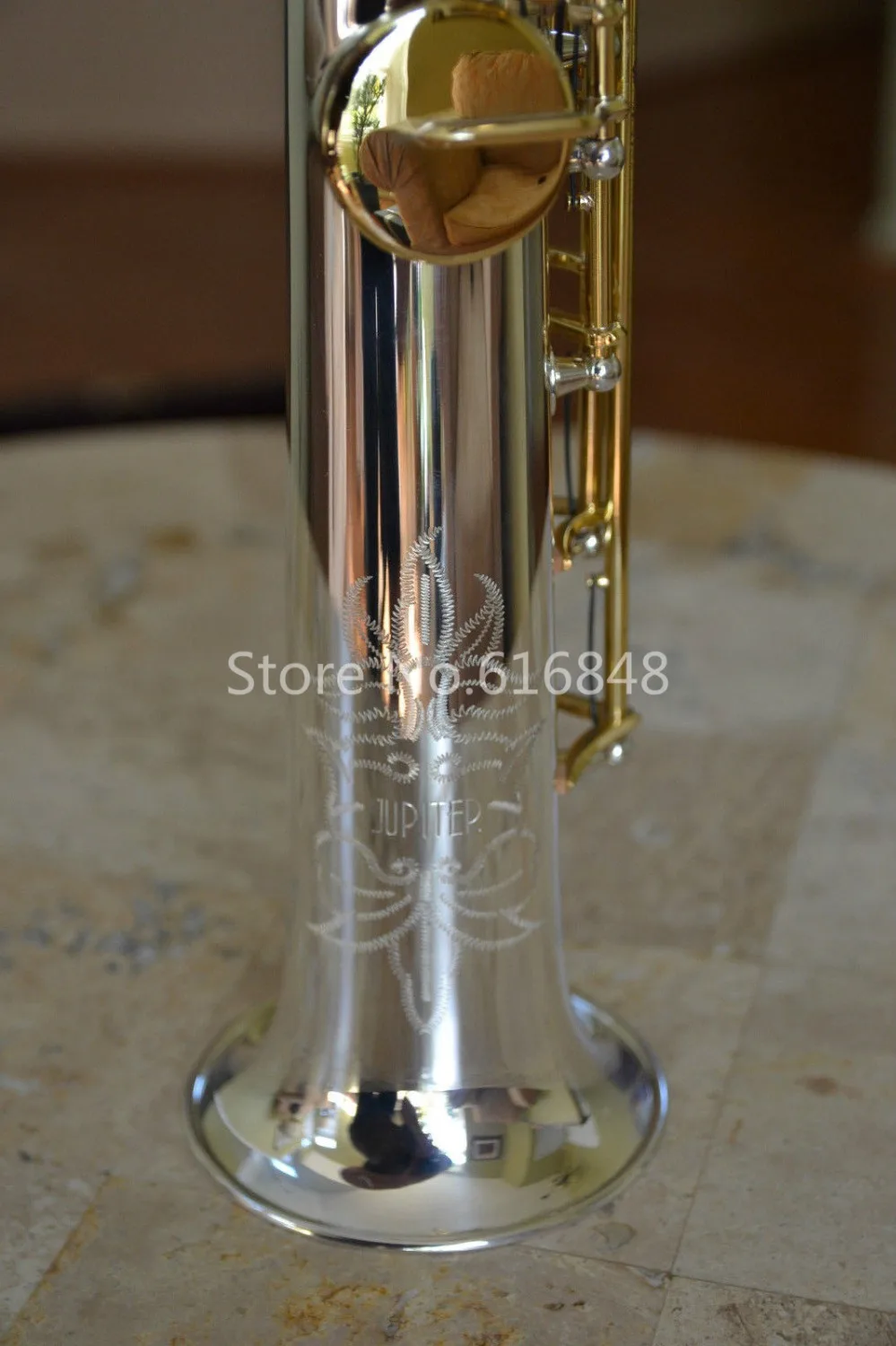 JUPITERJPS847SopranoSaxophoneSilverPlatedBodyGoldLacquerKey