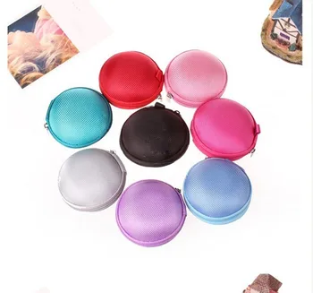 

7 Colors 8x5cm Portable Mini Round Coin Purse Bag for Earphone Headphone SD TF Cards Cable Cord Wire Storage Key Wallet
