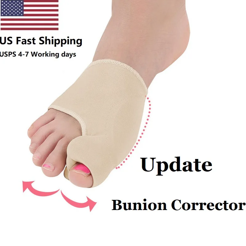 US 2PCS Updated Bunion Corrector Hallux Valgus Pedicure Socks Thumb Toe Separator Big Toe Splint Straightener Protector FeetCare