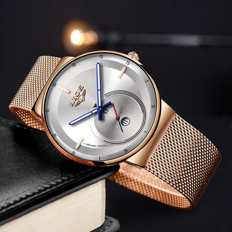 Relogio Masculino LIGE дизайн синие кварцевые часы мужские часы лучший бренд класса люкс Простые все стальные водонепроницаемые наручные часы