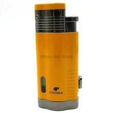 COHIBA, классический, 3, синий фонарь, пламя, струя, металл, сигарета, зажигалка, табак, Бутан, газовая зажигалка с пухом, ветрозащитная, подарочная коробка