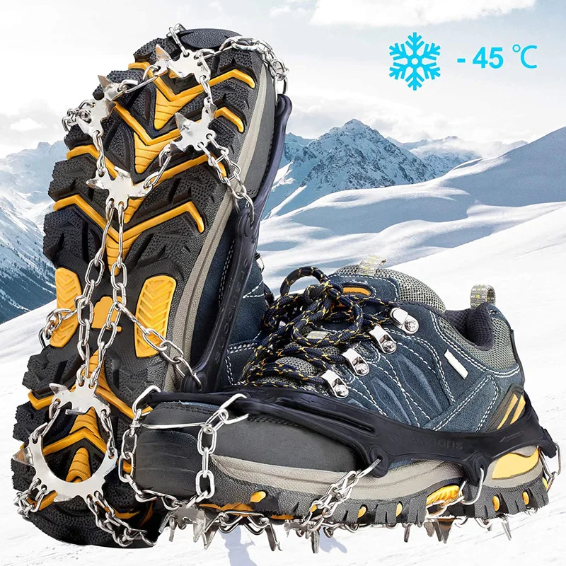 Зимний лед Crampons10/12/18 зубы на снежную погоду сапоги щипцы для льда шипы против снег