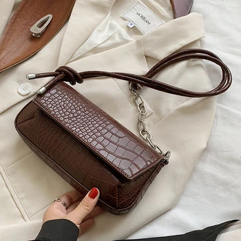 

Vintage Baguette Bag For Women 2020 Stone Pattern Shoulder Bag Small Crosbody Bag Hand Designer Handbag Purse