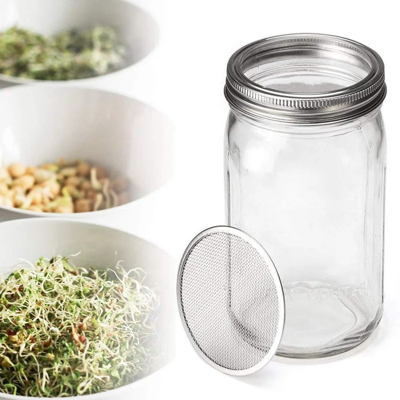 Проращивание крышка комплект проращивания Mason Jar 6 упаковка, нержавеющая сталь Проращивание стойки широкий рот Mason Jar