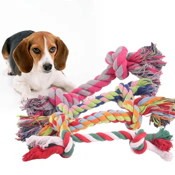 

Wear Resistant Puppy Chew Toys Dog Toy S/M/L Cotton Rope Double Knot Braided Molar Tooth Toy Random Color Pet Supplies