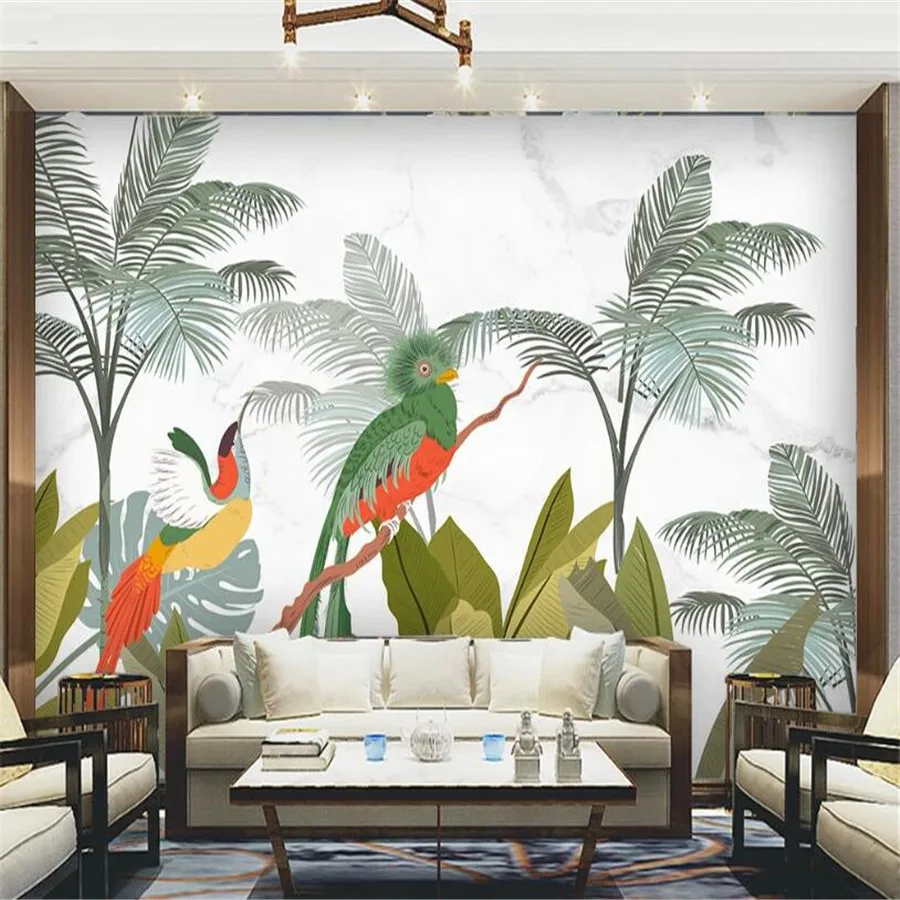 

Custom 3D Mural Wallpaper Medieval Hand-painted Tropical Rainforest Plant Landscape Background Wall Decorative Painting Wallpape