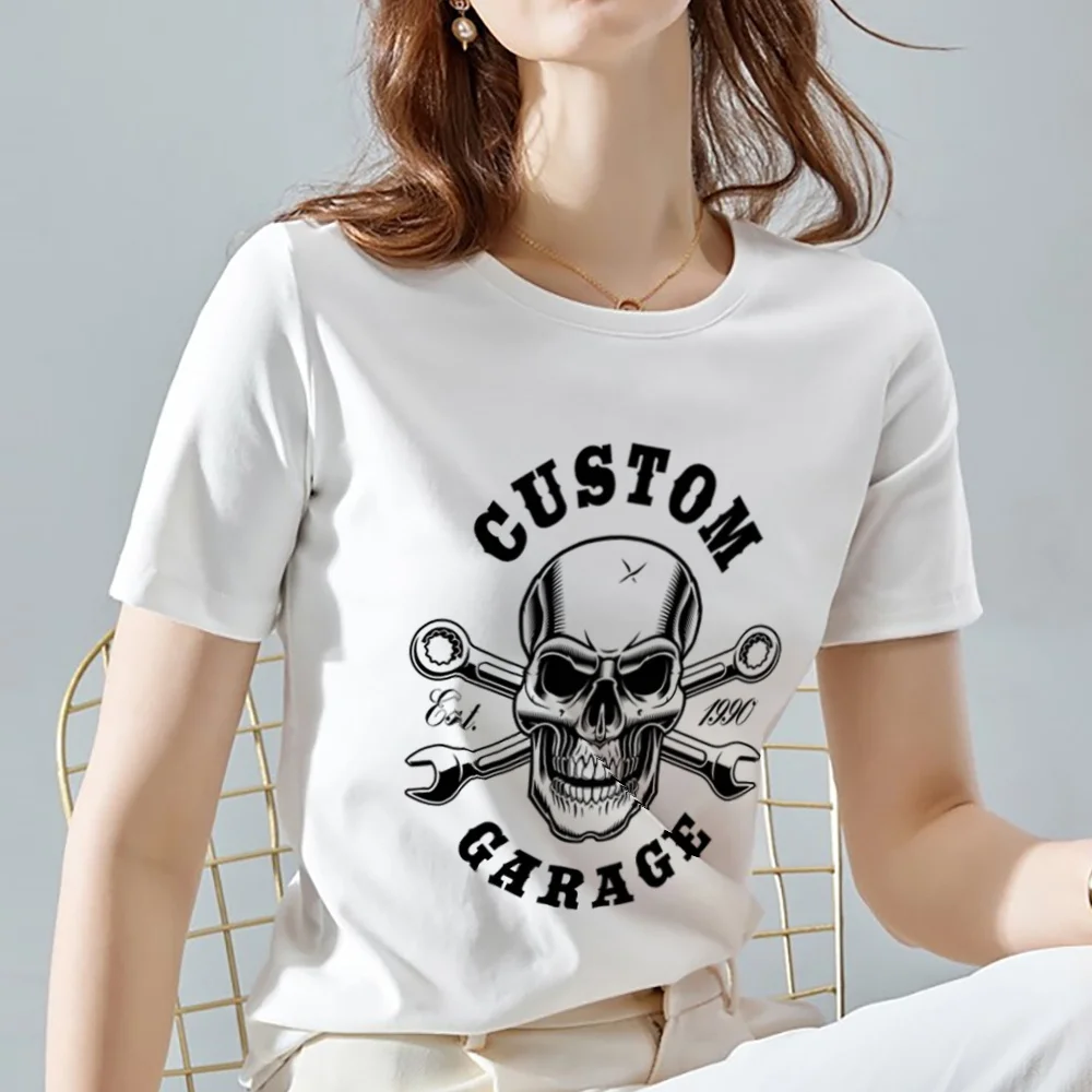 

Summer Women's Casual All-match T-shirt Street Personality Fashion Punk Gothic Jacket Comfortable Ladies Print Short Sleeves