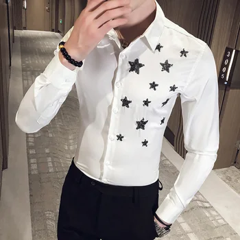 

Quality Embroidery Shirt Men Fashion 2020 New Long Sleeve Men Dress Shirt Slim Fit Casual Business Formal Wear Blouse Men 3XL-M