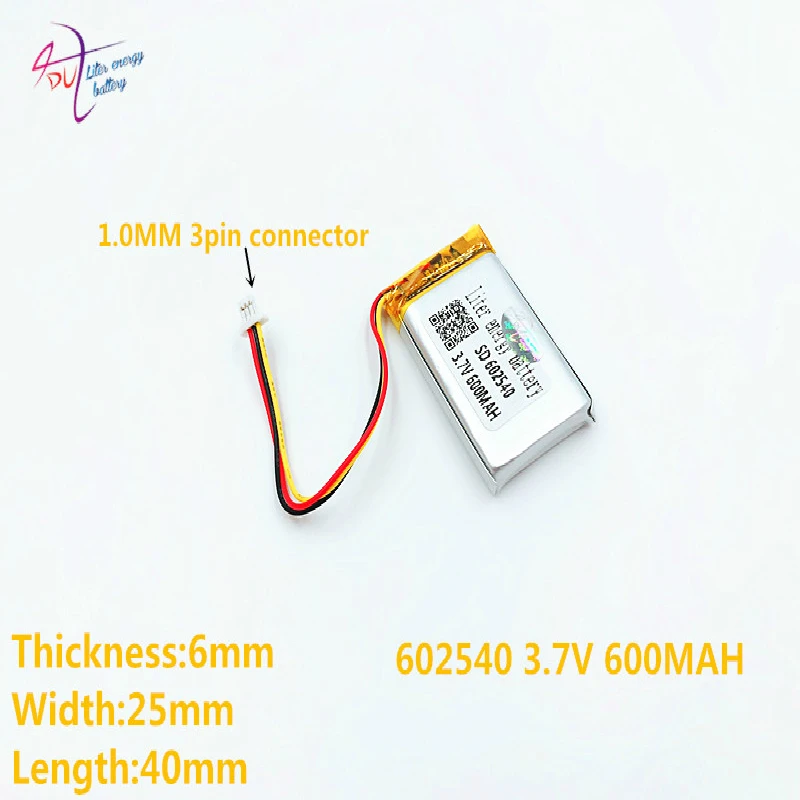3 thread 3.7V 602540 600 mah Liter energy battery lithium-ion polymer CE FCC ROHS certification authority | Электроника