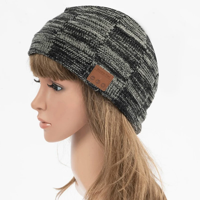 Bluetooth Earphone Music Beanie Hat Warm Wireless Headphone Cap with Mic Sport Hat for Women Men