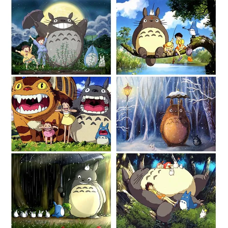 

Cartoon 5d Diy Diamond Painting Totoro Full Drill Diamant Painting Landscape Tree Cross-stitches Crystal Home Decor Kid Gift B35
