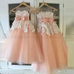 Оптовая продажа, высокое качество, длинное розовое платье с цветочным узором для девочек белое кружевное платье принцессы для первого