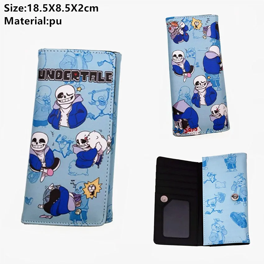 Кошелек из искусственной кожи для игр Undertale Sans, на кнопках, с отделением для карт, Женский кошелек, для мальчиков и девочек, для костюмированной вечеринки, с мультяшными монетами, милый кошелек