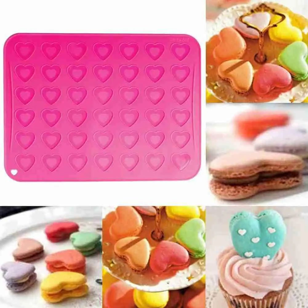 

1Pcs Cake Making Tools Silicone Macaron Baking Mold Heart Cookie Mold Shape Oven Baking Sheet Macaroon DIY Mat Mat Kitche