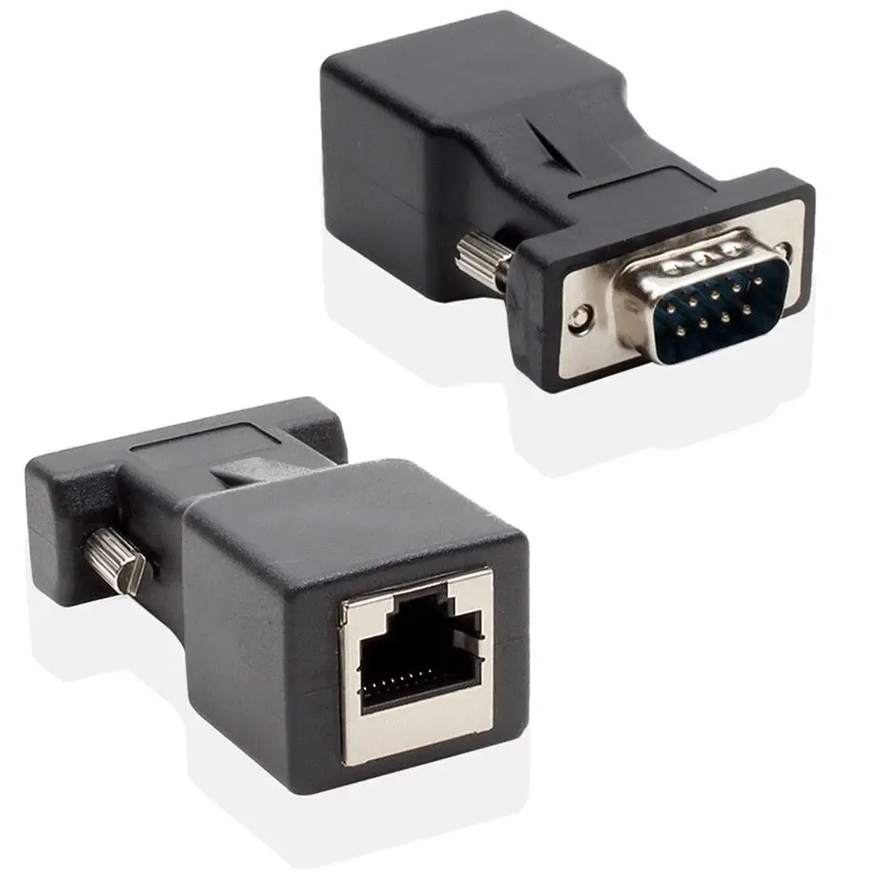 Ethernet Adapter RJ45 To RS232 DB9 9-Pin Port Male To RJ45 Female Cat5e/6 Parts