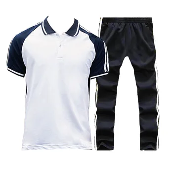 

Men Short Sleeve Walk Run Gym TrackSuit Sport T Shirt Top Suit Set Trousers Pants Jogging