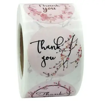

500pcs 3.8cm Pink Floral Thank You Stickers Paper Label stickers For Wedding Favors Christmas Gifts Handmade Stationery Stickers