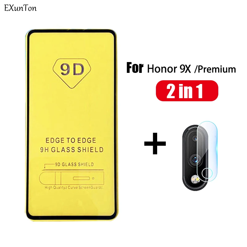 

9D for Huawei Honor 9X Glass Screen Protector for Huawei Honor 9X Premium Tempered Glass Full Cover Protective Film Black 6.59"