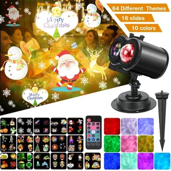 

Christmas 16 Slides Ocean Wave LED Laser Light Projector IP65 Snowflake Spotlight Showers Outdoor Holiday Garden Decoration