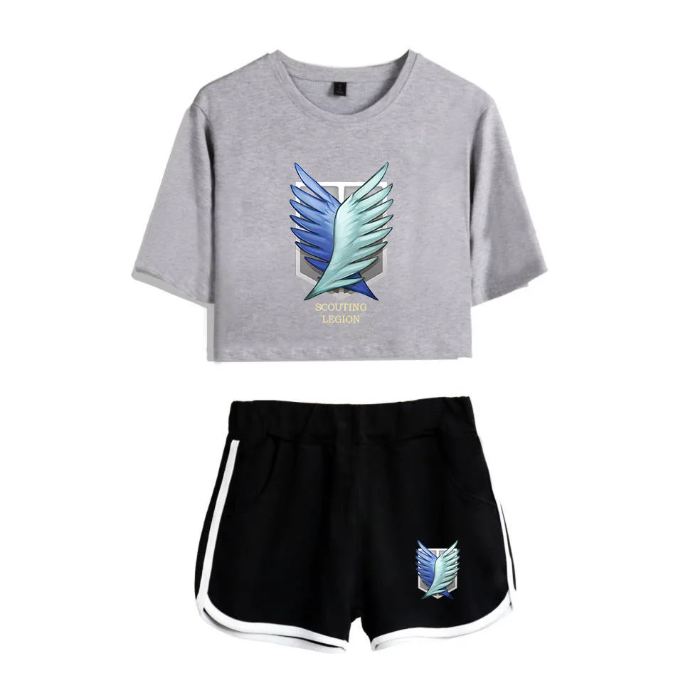 COSREA Attack On Titan Cosplay Costume Survey Corps Logo Short Sleeve Shirt Sport Suits Girls Tees Shorts T Running Sets Women -Zentai shop online H634b83711de54f849ffe09d5b8ed91f1X.jpg