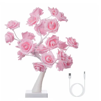 

Table Lamp Adjustable Rose Flower Desk Lamp Rose Tree Light USB/Battery Dual Power Supply Mode with 24 LEDs YU-Home
