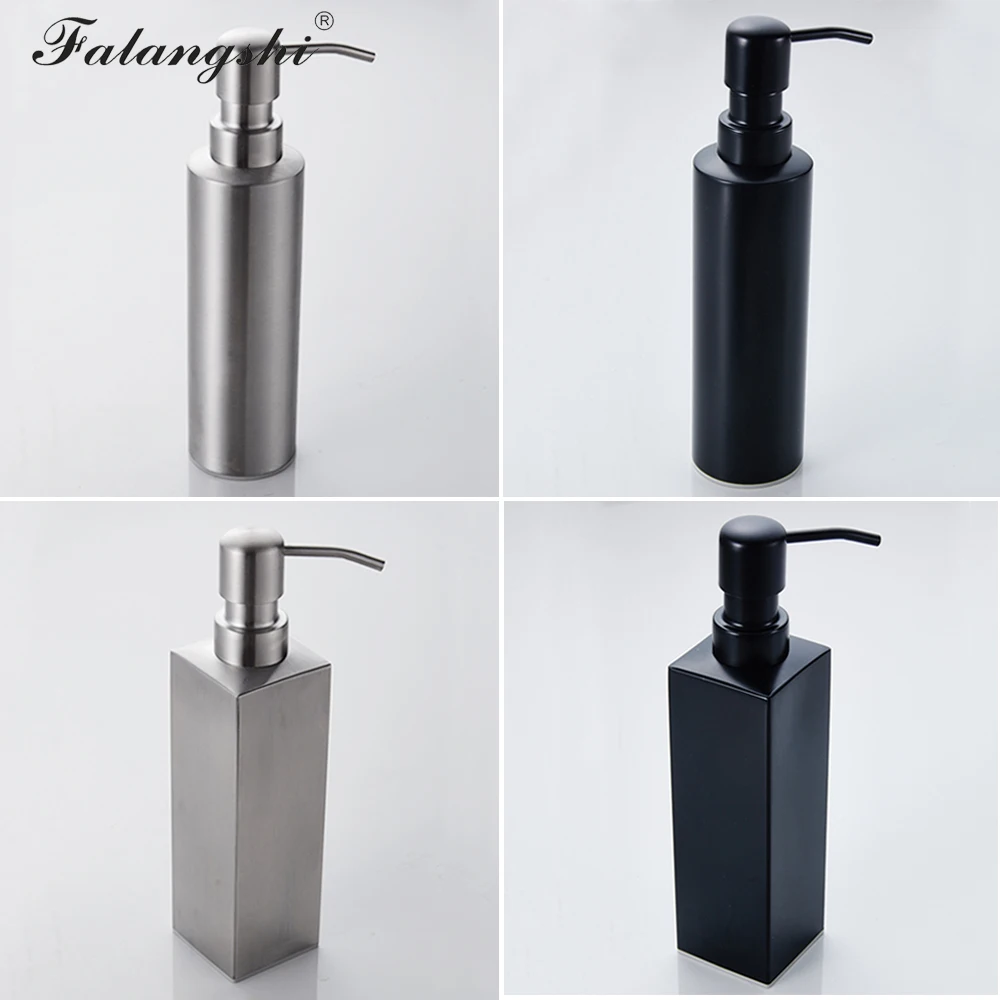 Falangshi Высокое качество Черный дозатор мыла аксессуары для ванной комнаты нержавеющая сталь 304 настенный жидкое мыло организовать WB8600