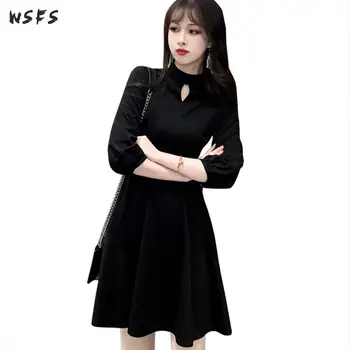 

Autumn Dresses Oneck Half Sleeve Black Korean Women Dress Sexy Party Bodycon Bandage Elegant Vintage Ladies Mini Aline Clothes