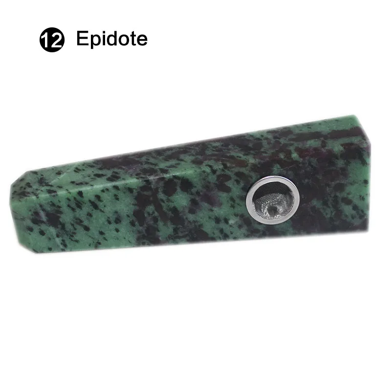 Epidote Runyangshi натуральный хрусталь камень smokey труба с плоской головкой кристаллическая трубка курительная табачная трубка точка мундштук для сигареты - Цвет: Epidote