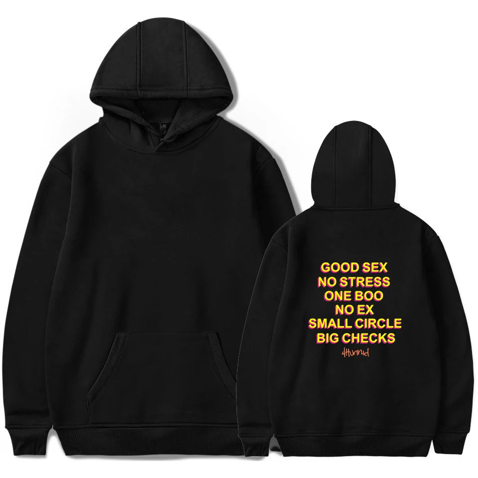 Bueno, el sexo No estrés uno Boo No Ex pequeño círculo grandes cheques Sudadera con capucha para hombre divertida Jersey Streetwear Sudadera con capucha de las mujeres/los hombres