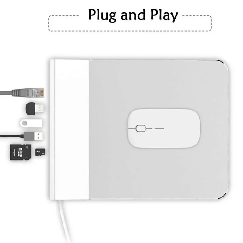 USB3.0 концентратор многофункциональный алюминиевый сплав Мышь Pad 6-в-1 док-станция USB удлинитель концентратора