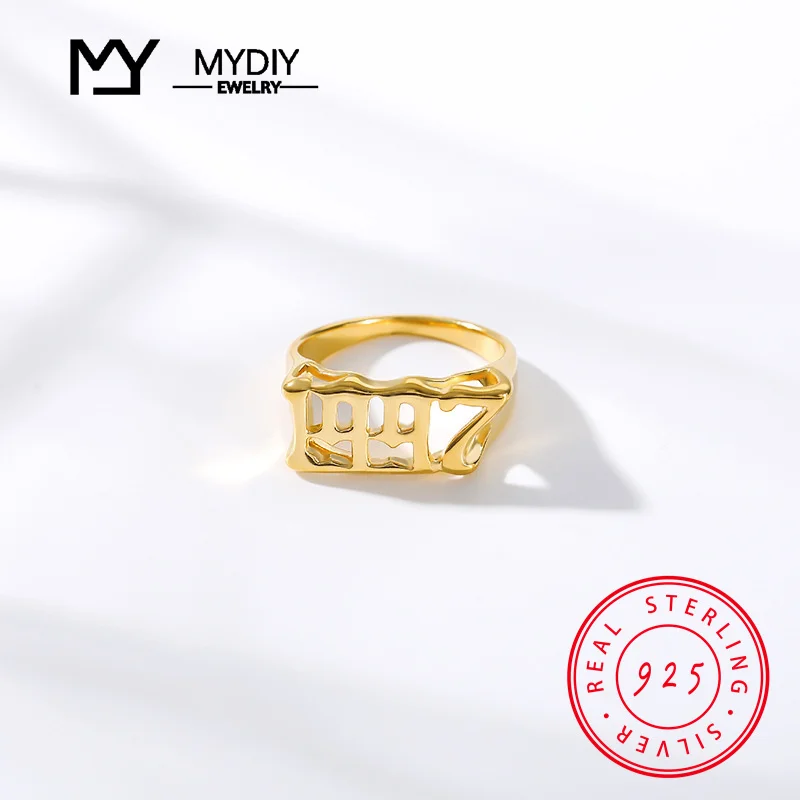 Old English Year Number Ring Men Bague Homme Gold Punk Rings For Men 925 Sliver Birth Year Ring кольцо Anillo de los Hombre 3D pretty love exciting ring эрекционное кольцо со стимулятором клитора в виде кролика