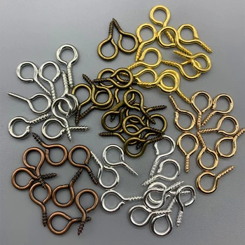 

200Pcs Mixed 6 color Small Tiny Mini Eye Pins Hook Eyelets Screw Threaded Clasps Hooks Beads For DIY Jewelry Making Accessories