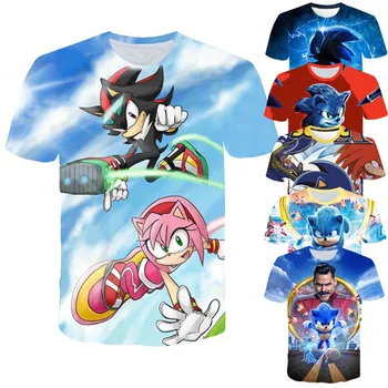 

new Kids 3D Cartoon Sonic Game Print T-shirts Costume Boys T Shirt Girls Summer T-shirt Clothing Children Tee Tops Clothes 2020