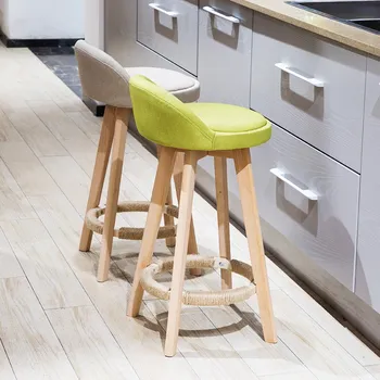 

Bar Stool Nordic Modern Minimalist Home Solid Wood High Stool Bar Stool Bar Chair Leisure Back Chair Stool