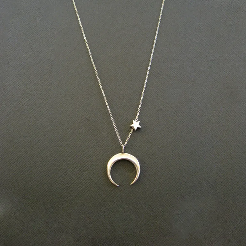 Женское минималистичное ожерелье с кулоном Звезда и луна вечерние ожерелья для