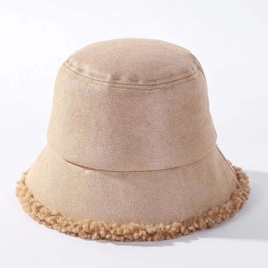Модная зимняя шапка-ведро из искусственного меха для женщин и девочек, однотонная утолщенная мягкая теплая шапка для рыбалки, Женская плюшевая пушистая Панама