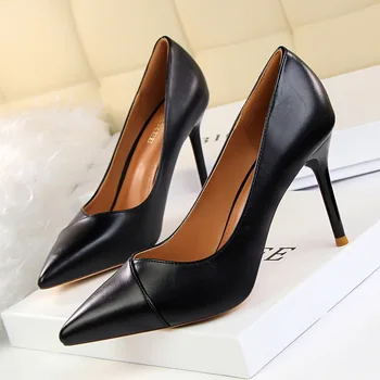 

9CM PUMPS Fashion was thin and simple professional OL women's shoes with stiletto heels and shallow pointed shoes