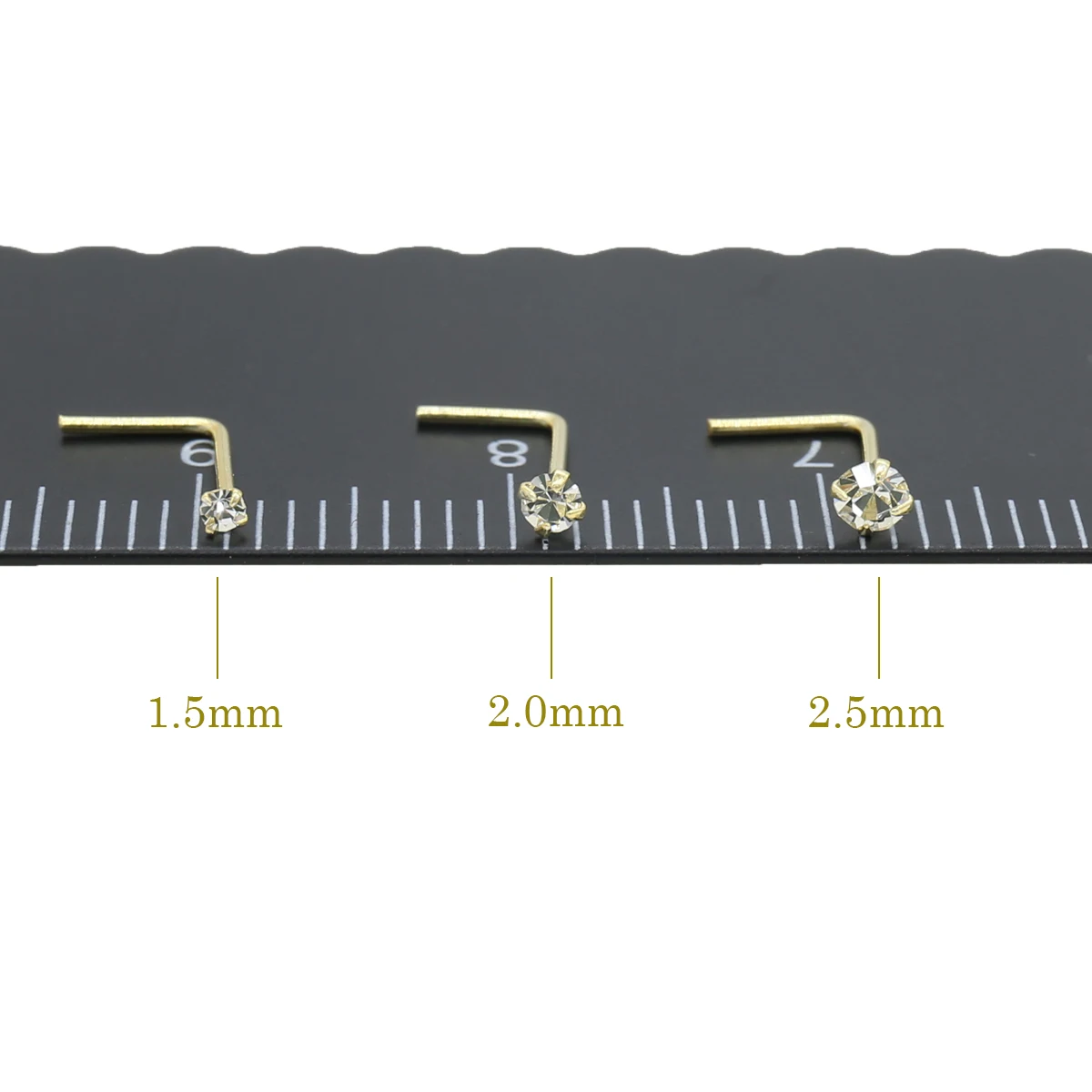 925 Sterling Silver Nose Stud 1.5mm 2.0mm 2.5mm Gemstone Thin Dainty Crystal Pin Nose Screw Ear Bone L Shape Bend Piercing Nariz 2