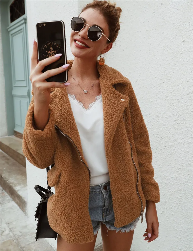 Womens Coats Winter Faux Fur Coat Casual Fashion Faux Fur Jacket Plus Size Shaggy Jacket