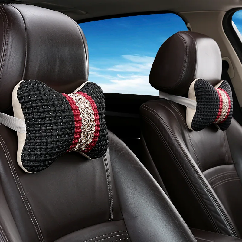 

1/2pcs Headrest Car Neck Pillow Ice Silk Car Bone Rest Cushion Small Head Pillow Memory Sponge Pillow Interior Accessories